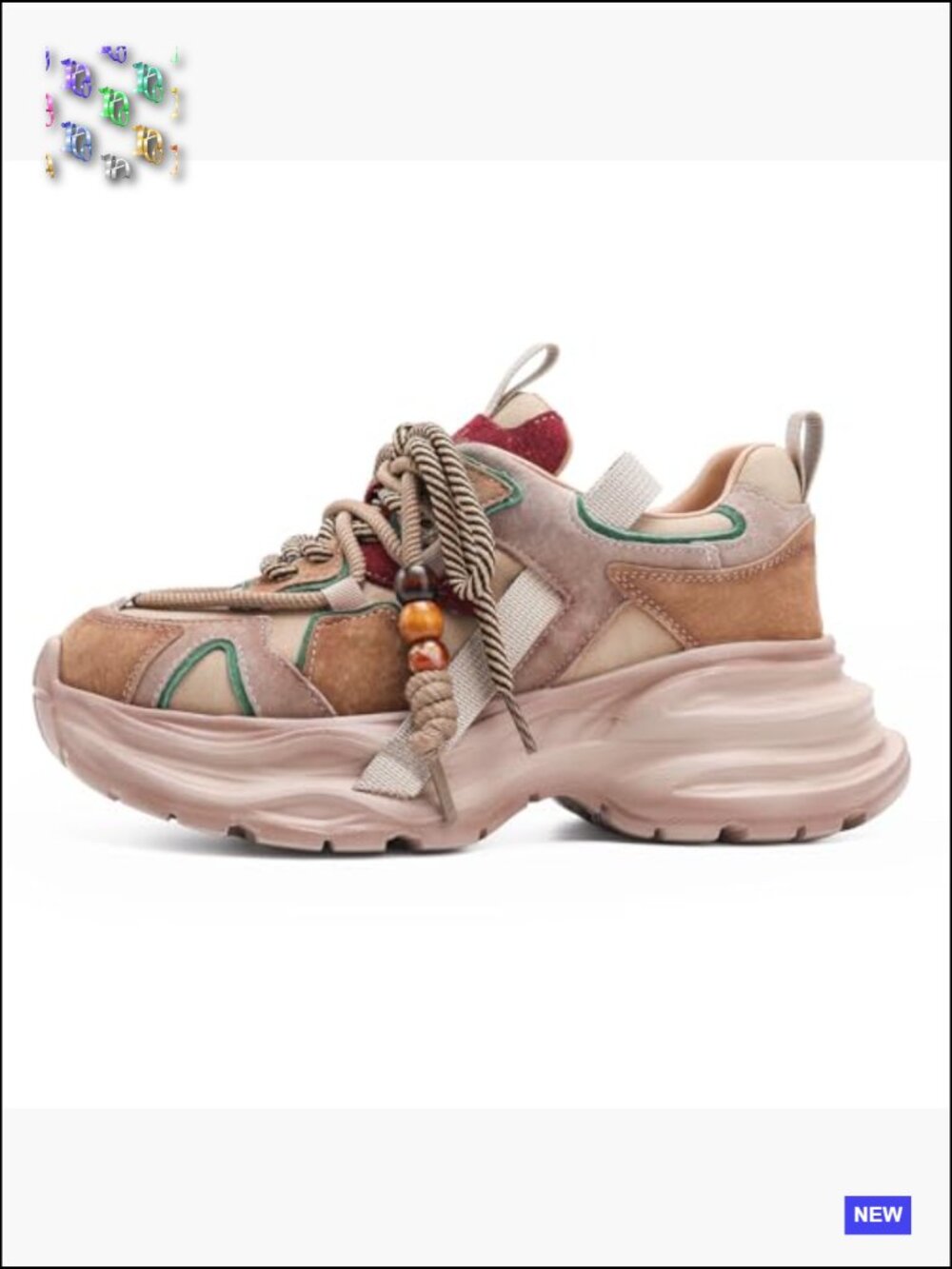 Chunky Platform Sneakers Breathable Lightweight Walking Shoes Casual Lace-Up - Picture 2 of 6
